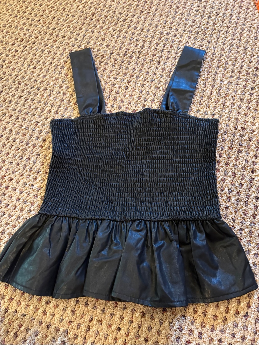 fab'rik Black Smocked Peplum Tank